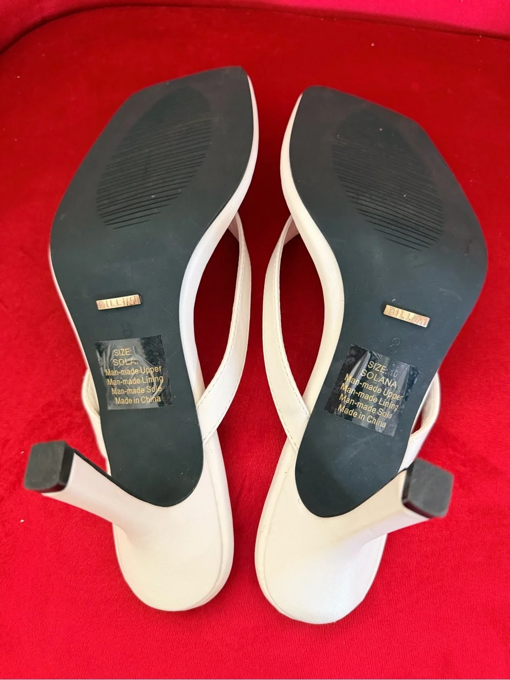 Billini White Square-Toe Thong Heels 10M